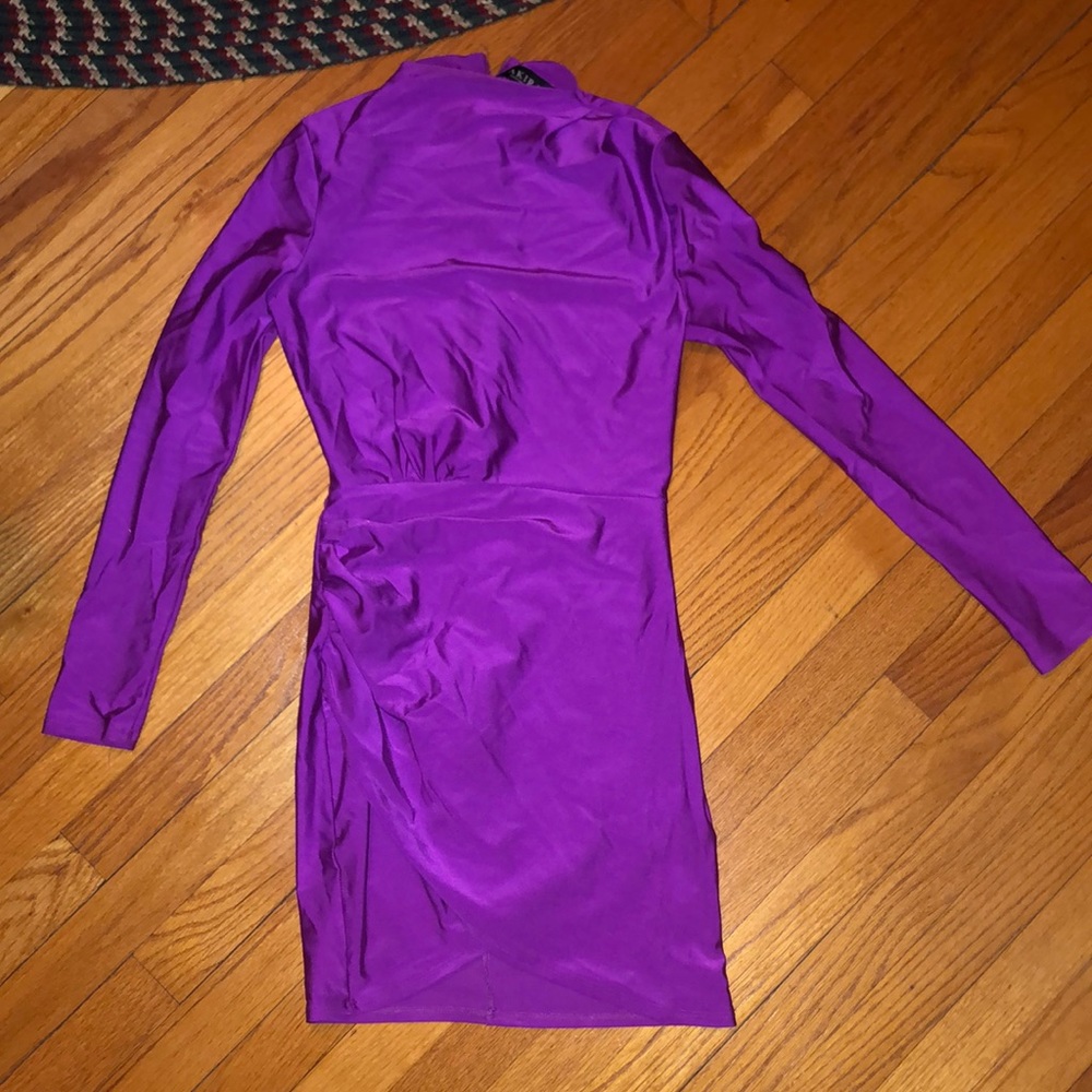 Bright purple body con dress